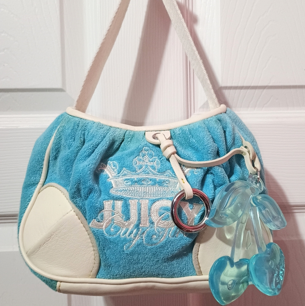 Extremely Rare Juicy Couture Y2k Gelato "City Girl" Turquoise & White Bag